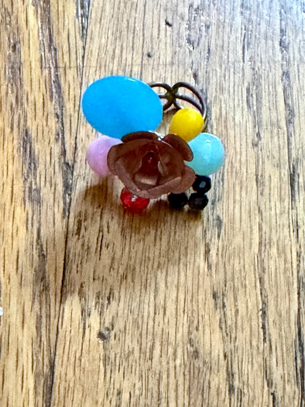 Floral Bead Ring with Multicolor Accents